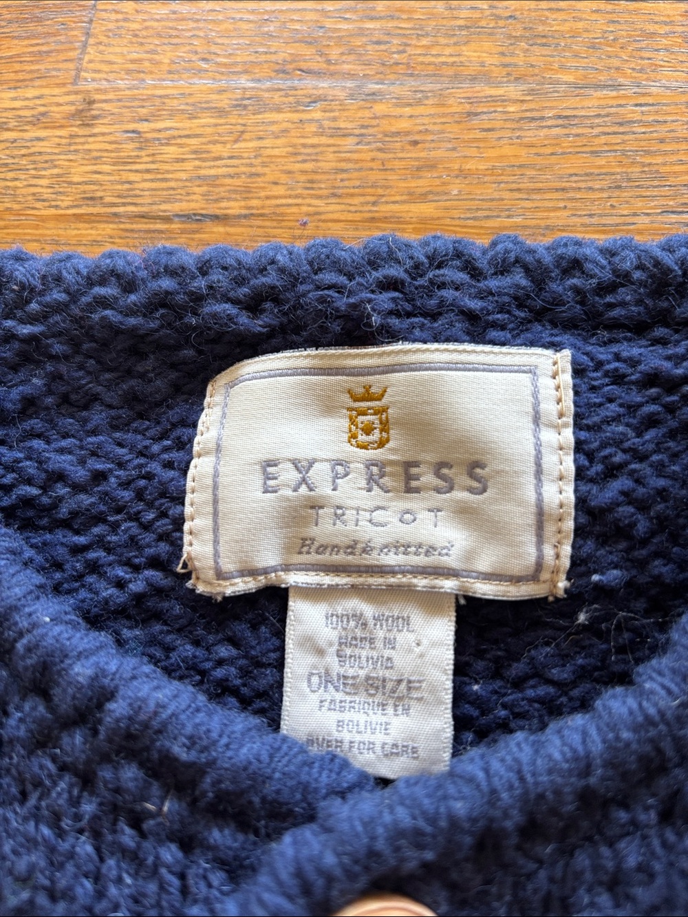 VTG Express Tricot HandKnit Wool Cardigan Sweater Chunky Colorful Geometric Boho - Picture 3 of 16